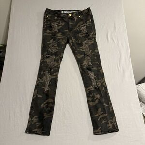 Argonaut Nations Men's Skinny Jeans 34x32 Woodland Camo Ripped Urban Stretch Y2k